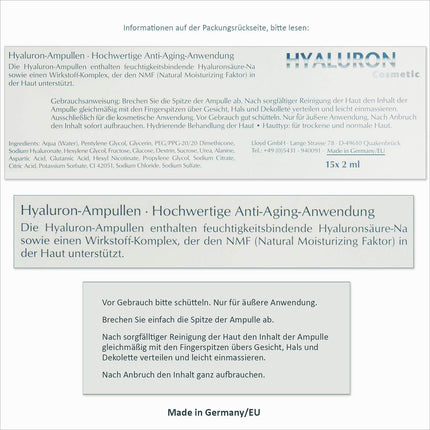 BIO-VITAL Hyaluron Cosmetic 15 ampulas pa 2 ml hialuronskābes
