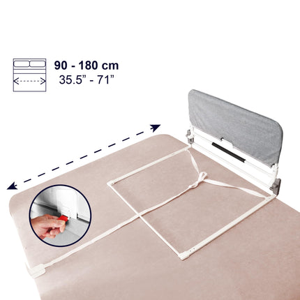 KMINA - Gultas aizsargbarjera, salokāma no 90 līdz 180 cm, regulējama stāvgulta senioriem, salokāma pieaugušajiem