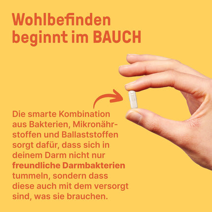 BRAINEFFECT Gut Care - Ar 20 miljardiem Bifidobacterium un Lactobacillus baktēriju kultūru, kalciju, B6 un B12 vitamīnu - 60 kapsulas