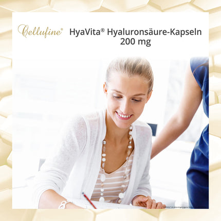 Cellufine® HyaVita hialuronskābe 150 kapsulas – augstas devas, augstas molekulmasas, bezglutēna, vegānas – 150 bezglutēna kapsulas ar HyaVita hialuronskābi | dabīgs un bez konservantiem
