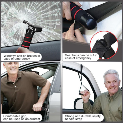 SIGANDG 2 Stuck Auto Türgriff für ältere Menschen, Stützgriff Auto, Stützgriff Multifunktionsgriff Autotür, Autotürgriff MobilitäTshilfen Zum Ein - Und Aussteigen Von Autos (Rot)