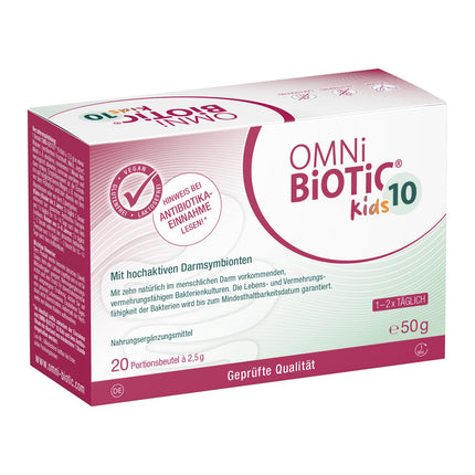 OMNi BiOTiC 10 bērniem | 20 porcijas (50 g) | 10 baktēriju celmi | 10 miljardi baktēriju vienā dienas devā | Pulveris | Ar inulīnu | Vegāns | Bez glutēna | Bez laktozes | Ikdienas lietošanai