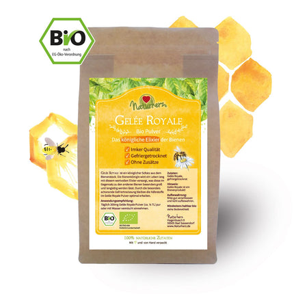 Organiskais peru pieniņa pulveris | 100% liofilizēta želeja pārbaudītā Naturherz kvalitātē no bioloģiskā biškopja (250 g)