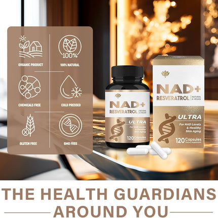NAD+ resveratrolu veicinošs uztura bagātinātājs, 1000 mg NAD+ uztura bagātinātājs, efektīvāks vitalitātei