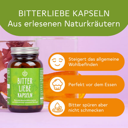 BitterLiebe® rūgto vielu kapsulas 90 gab. - Rūgtie garšaugi, piena dadzis, pienene, artišoks lielās devās - Rūgtie pilieni kapsulu veidā - Recepte pēc Hildegardas fon Bingenes