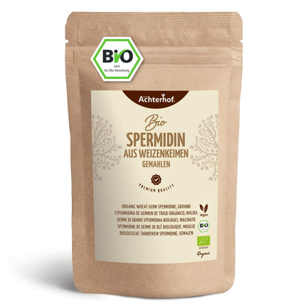 Spermidīns no kviešu dīgļiem BIOLOĢISKAIS 500g | 400 mg spermidīna uz kilogramu | Augsts šķiedrvielu un olbaltumvielu saturs — 32 g olbaltumvielu uz 100 g | Daļēji ateļļots, smalki samalts pulveris | no Ahterhofas