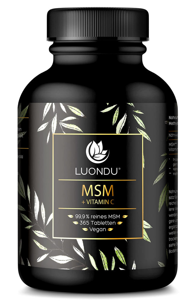 Luondu® MSM 2000 mg ar C vitamīnu dienā - 365 MSM tabletes ar augstu devu - MSM sēra tabletes - MSM ar augstu devu, vegānisks un bez piedevām