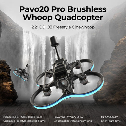 BETAFPV Pavo20 Pro bezkontaktu Whoop kvadrokopters 2,2 collu Cinewhoop ar HD digitālo kronšteinu, LAVA 1104 7200KV motoru GF2218 3-B propelleru, kas ir saderīgs ar DJI O3/Caddx Vista/Runcam Link FPV brīvā stila šaušanai.