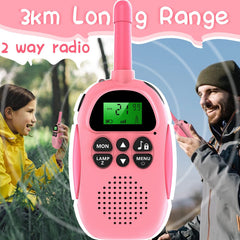ULEWAY rācija bērniem? Uzlādējams divvirzienu rācija, 3 km diapazons, zēnu un meiteņu rotaļlieta 4-12+ gadi, 16 kanāli, rācija piedzīvojumiem brīvā dabā, kempingam, pārgājieniem, 2 iepakojumā - rozā-zila
