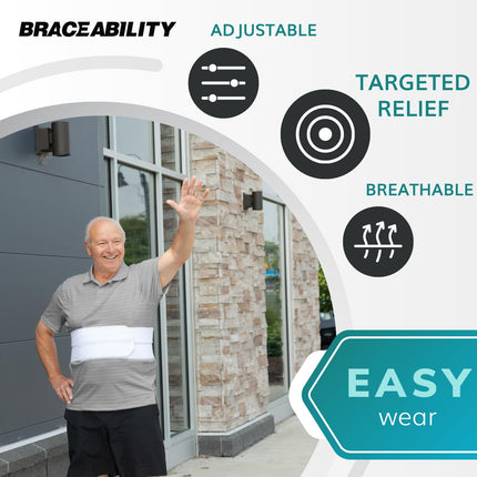 BraceAbility elastīgais krūšu atbalsts salauztām ribām saplaisājušām, lūzušām vai izmežģītām ribām, aizsardzība, kompresija un atbalsts (vīriešiem - piemērots 24–60 collu krūšu apkārtmēram)