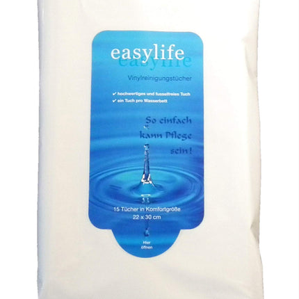 STRICKER ūdensgultu kopšanas līdzekļi — Easylife tīrīšanas un kopšanas salvetes 2 x 15 gab. — piemērotas vispusīgas ūdensgultas kopšanas līdzekļi