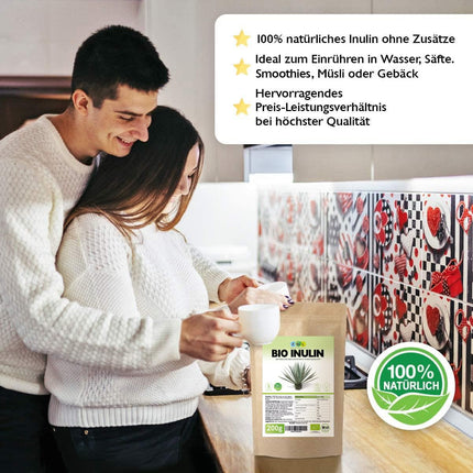EWL Natural Products inulīna pulveris ORGANISKS 200 g, šķiedrvielu pulveris, kas iegūts no agaves, inulīna pulveris, kas iegūts bioloģiski kontrolētā bioloģiskā audzēšanā.