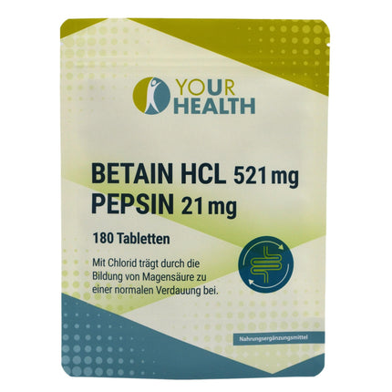 Betaīna hidrohlorīds 521 mg PEPSĪNS 21 mg, 180 tabletes, bez krāsvielām vai konservantiem