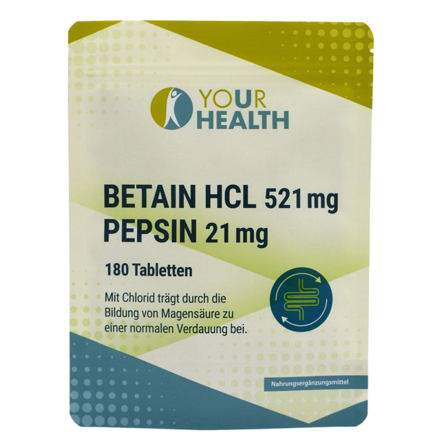Betaīna hidrohlorīds 521 mg PEPSĪNS 21 mg, 180 tabletes, bez krāsvielām vai konservantiem