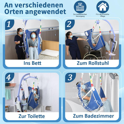EZ Assistive Hoyer tualetes celšanas siksnas, pacientu celšanas siksnas vecāka gadagājuma cilvēku, bariatrijas slimnieku un cilvēku ar invaliditāti pārvietošanai, celtspēja 500 mārciņas (zila, liela izmēra)