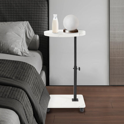 Sindipanda sānu galdiņš ar riteņiem - 40 cm - pārvietojams sānu galdiņš, 360° rotējošs augšējais guļamistabas sānu galdiņš gultai un dīvānam, divstāvu uzglabāšanas vieta, 40-80 cm regulējams augstums