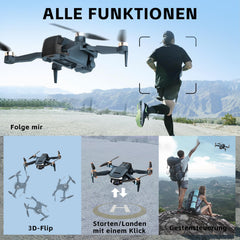 Izturīgs bezkontaktu motora drons ar 84 minūšu īpaši ilgu lidojuma laiku, drons ar 4K HD kameru iesācējiem, CHUBORY A77 WiFi FPV kvadrokopters, sekošanas režīms, automātiska nolaišanās, 3 baterijas, pārnēsāšanas soma