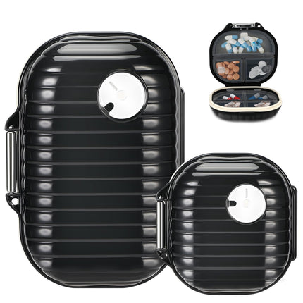 Lociban tablešu kastīte, 2 tablešu organizators, pārnēsājama tablešu kastīte, ceļojumu tablešu kastīte, zāļu kastīte ar 7 nodalījumiem, tablešu kastīte, tablešu dozators zivju eļļām un vitamīniem (melns)