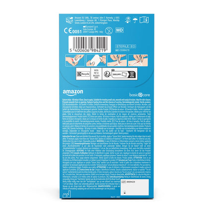 Amazon Basic Care — brūču slēgšanas strēmeles, hipoalerģiskas, sterilas, 4 izmēri, 60 gab.