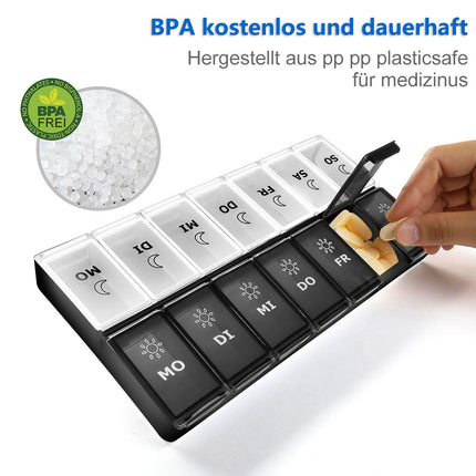 Tablešu kastīte 7 dienām no rīta vakarā liela, tablešu kastīte 14 dienām vakarā XL liels dozators medikamentiem liela tablešu kastīte medikamentu kastīte 7 dienām vitamīniem, uztura bagātinātājiem un medikamentiem