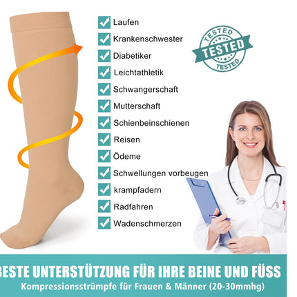 Evolyline 2 pāri medicīnisko kompresijas zeķu sievietēm un vīriešiem 20-30 mmHg 2. klase, ikru, slēgta purngala, atbalsta zeķes, kompresijas zeķes, trombozes zeķes, pakāpenisks atbalsts tūskas gadījumā