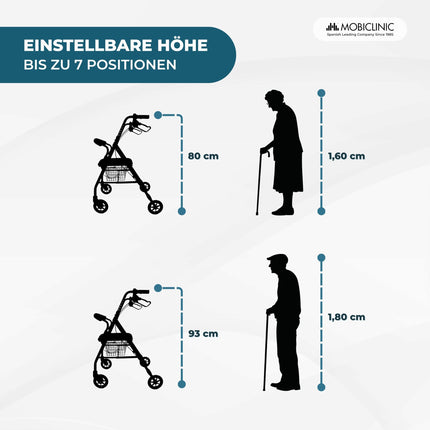 Mobiclinic®, Rollators, Escorial, Eiropas zīmols, Salokāms un viegls, Noslēdzama rokas bremze, Iešanas palīglīdzeklis, Alumīnijs, Noņemams grozs, Ar sēdekli un atzveltni, Bordo