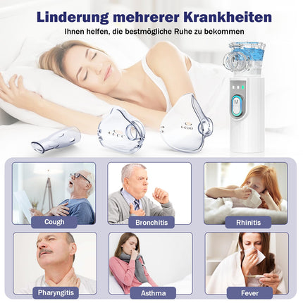 AU YAT inhalators, uzlādējams USB C inhalators bērniem ar pārnēsājamu dizainu, īpaši kluss inhalators, efektīvs smidzinātāja inhalators bērniem, atrodoties ceļā