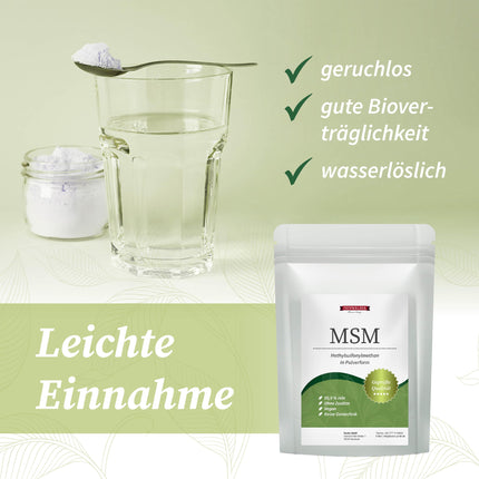 Feinwälder® MSM pulveris, 1000 g – 99,9 % tīrība, augstākā kvalitāte, organiskais sērs, metilsulfonilmetāns bez piedevām