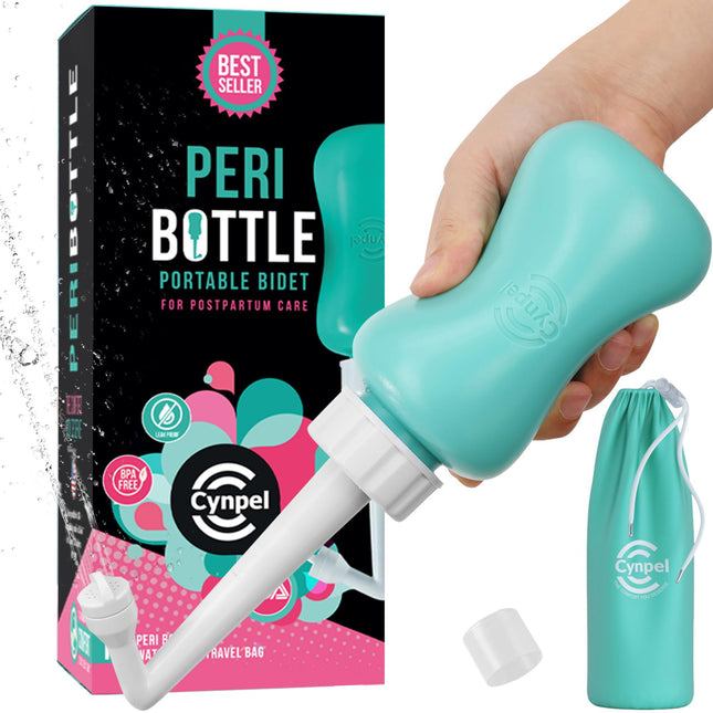 Cynpel mobilā bidē pēcdzemdību periodam - 350 ml roku intīmā duša un dibena duša sievietēm ar praktisku aksesuāru maisiņu zilā krāsā