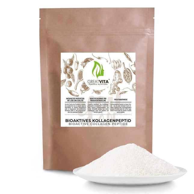 Bioaktīvais kolagēna pulveris 400g | Augstākās kvalitātes — tīrs pulveris | Hidrolizēts peptīdu tipa kolagēna proteīns - bez garšas, bez piedevām | GreatVita