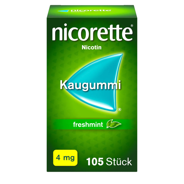 NICORETTE košļājamā gumija 4mg Freshmint – Nikotīna košļājamā gumija smēķēšanas atmešanai – Piparmētru garša – ar 4mg nikotīna – Smēķēšanas atmešanai – 105 gab.