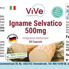 Savvaļas jama ekstrakts 500 mg - 60 kapsulas Savvaļas jamss ar 20% diosgenīna - augsta deva un vegāns - Dioscorea villosa | Kvalitāte no Vācijas, ko nodrošina ViVe Supplements