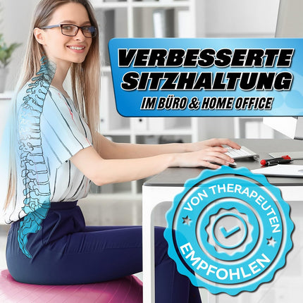 #DoYourFitness vingrošanas bumba, ieskaitot. lodīšu pumpis | Fitnesa sēžambumba no 55 cm līdz 85 cm | Pretpārsprāgšanas aizsardzība | Treniņu bumba jogai, pilates, sporta zālei, birojam un grūtniecēm | Fitnesa bumba un līdzsvara treniņš korsetes treniņam