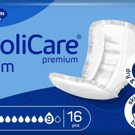 Molicare Premium Form 9 pilieni smagas urīna nesaturēšanas gadījumā: maksimāla drošība, papildu aizsardzība pret noplūdi un diskrētums gan sievietēm, gan vīriešiem, lietošanai kopā ar MoliCare Premium Fixpants, 16 gabali