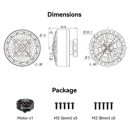 2006. gada 1950KV FPV drona motors - 6S bezsuku motors 3,5, 4, 5 collu FPV dronam QAV kvadrokopteram - 4 gabalu iepakojums