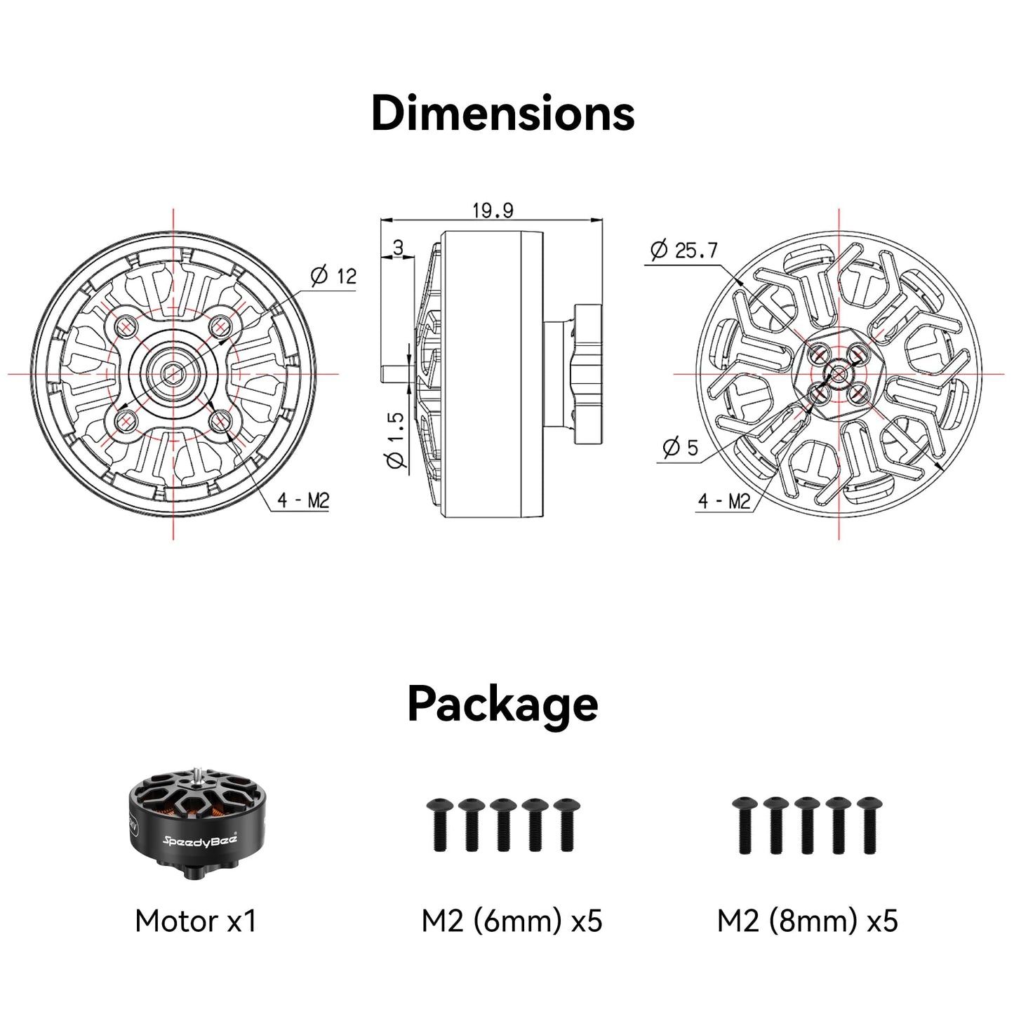 2006. gada 1950KV FPV drona motors - 6S bezsuku motors 3,5, 4, 5 collu FPV dronam QAV kvadrokopteram - 4 gabalu iepakojums