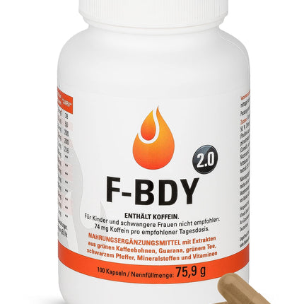 Vihado F-BDY 2.0 – kapsulas normālai vielmaiņai ar augu vielām un vitamīniem – stimulējošs ar zaļās kafijas ekstraktu – normāla ogļhidrātu un taukskābju vielmaiņa ar cinku