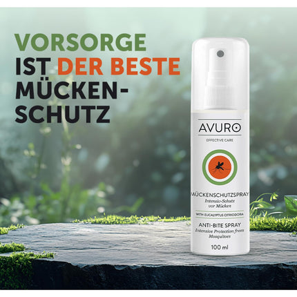 AVURO odu atbaidīšanas aerosols 100 ml, ilgstoša aizsardzība pret kukaiņiem, 100% augu izcelsmes aktīvā viela - eikalipta citrondzelzs eļļa, bez DEET