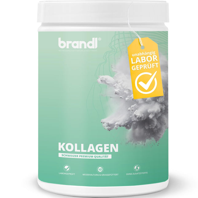 Kolagēna pulveris no Šveices ganību lauksaimniecības | Bezgaršīgs un neatkarīgi laboratorijā pārbaudīts | 550 g augstākās kvalitātes kolagēna pulveris no brandl® un Collaswiss®