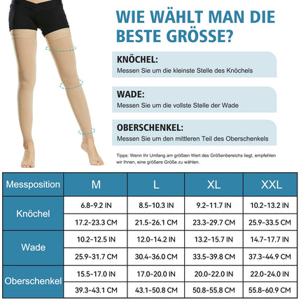 Evolyline medicīniskās kompresijas zeķes sievietēm un vīriešiem 20-30 mmHg, II klases augšstilba garuma kompresijas zeķes, atbalsta zeķes bez pēdiņas ar silikona joslu pakāpeniskam atbalstam varikozām vēnām
