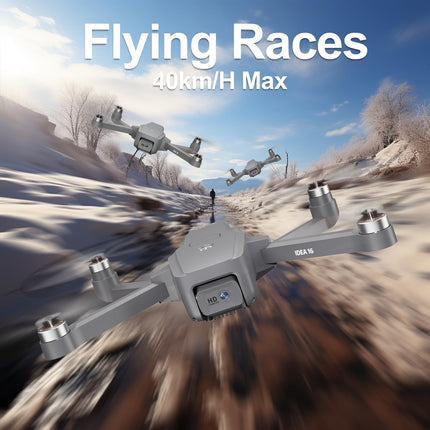 Drons ar kameru 4K bezkontaktu motora drons ar 2 kamerām 40KM/h MAX vēja izturīgs 4 līmeņu 5 GHz WIFI FPV droni RC kvadrokopteris bērniem pieaugušajiem 2 baterijas IDEA16