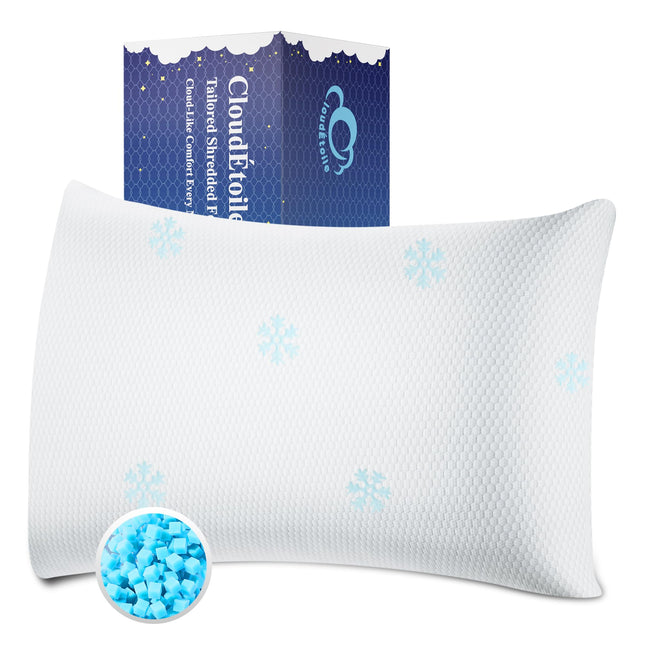 CloudÉtoile Memory Foam spilvens - augstumā regulējams ortopēdisks spilvens ar sasmalcinātām Memory Foam ergonomiskām kakla spilvena detaļām, spilvens gulēšanai uz sāniem 50x30cm