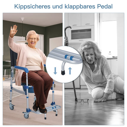 Bimiti tualetes krēsls ar ritentiņiem līdz 150 kg dušas ratiņkrēsls Ūdensizturīgs tualetes krēsls Mobilais aprūpes krēsls senioriem, slimniekiem, invalīdiem un grūtniecēm