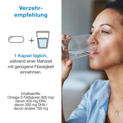 Augsti attīrītas Omega 3 zivju eļļas kapsulas ar 1000 mg Omega-3 taukskābēm (300 mg DHA un 400 mg EPA) – triglicerīdu veidā – 3 mēnešu krājumi