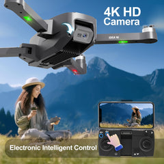 Drons ar kameru 4K bezkontaktu motora drons ar 2 kamerām 40KM/h MAX vēja izturīgs 4 līmeņu 5 GHz WIFI FPV droni RC kvadrokopteris bērniem pieaugušajiem 2 baterijas IDEA16