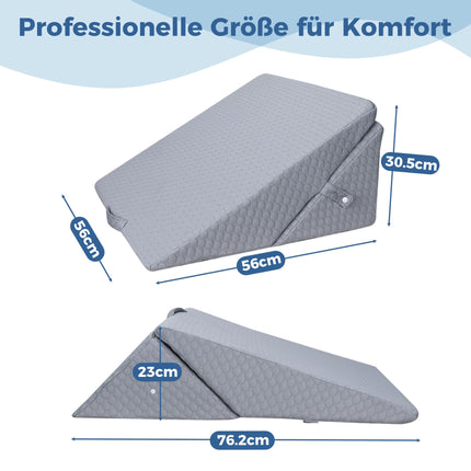 INFANZIA regulējams ķīļveida spilvens, augsta blīvuma putu lasīšanas spilvens gultai un dīvānam, ergonomisks spilvens refluksa miega apnojas ārstēšanai, kāju spilvens - ideāls muguras spilvens spēlēm, lasīšanai (pelēks)