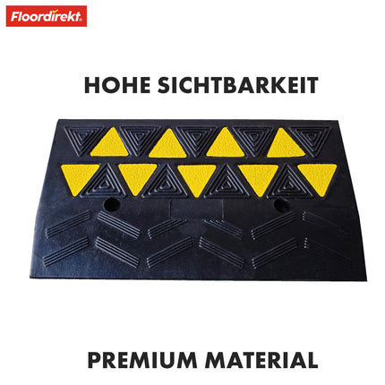 Floordirekt sliekšņa rampa Blanc - Durvju sliekšņa rampa un ietvju rampa 8 cm augsta ar dzeltenu gaismas marķējumu - Ratiņkrēslu rampa piekļuvei uz ietvēm un apmalēm, izgatavota no pārstrādātas gumijas