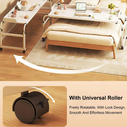 RCJCQSR virs gultas galds, mobilitātes galds virs gultas, klēpjdatora galds ar regulējamu augstumu 65–95 cm ar riteņiem, naktsgaldiņa blakusgaldiņš, barojošos galds uz riteņiem, datorgaldi (krāsa: ozols)