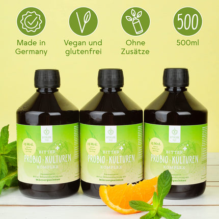 BitterLiebe® Bitter Probio-Cultures Complex - šķidras zarnu baktērijas - zarnās šķīstošās probiotikas ar 20 baktēriju celmiem - 15 miljardi baktēriju