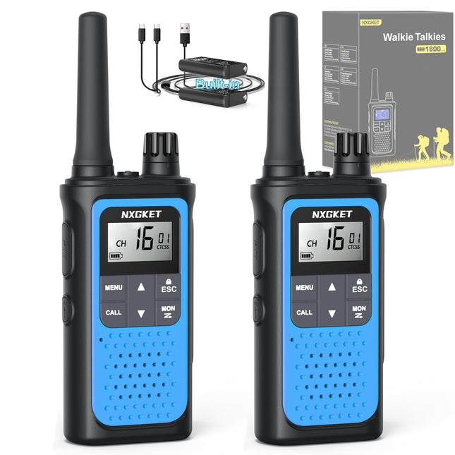 Rācija bērniem, pieaugušajiem, rotaļlieta, 2 NXGKET liela darbības rādiusa 5 km rācija, uzlādējama ar 1800 mAh akumulatoru, 16 kanālu radio ar LED lukturīti lietošanai ārpus telpām, kempingā, pārgājienos